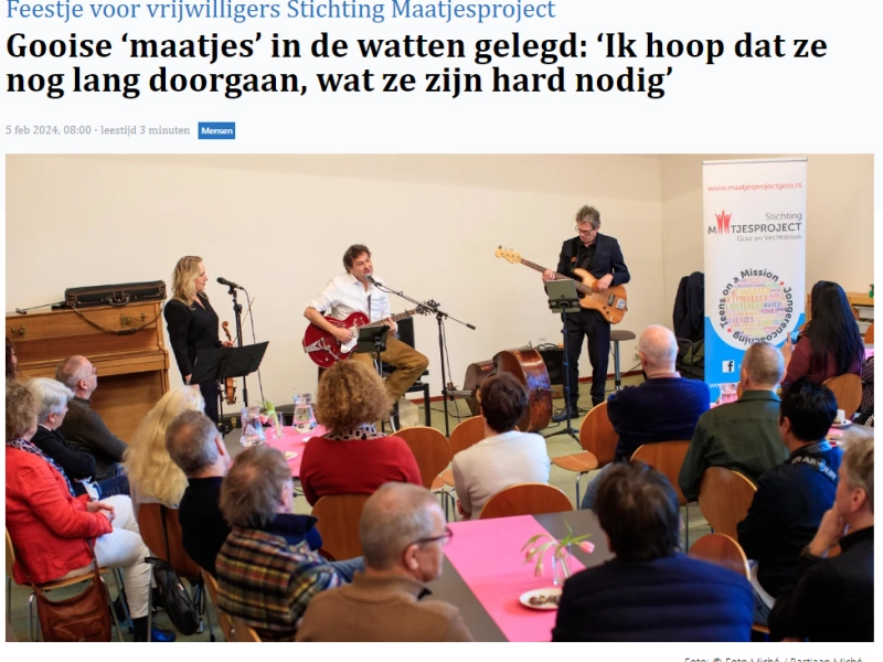 Hilversums Nieuws - Gooise ‘maatjes’ in de watten gelegd: ‘Ik hoop dat ze nog lang doorgaan, wat ze zijn hard nodig’