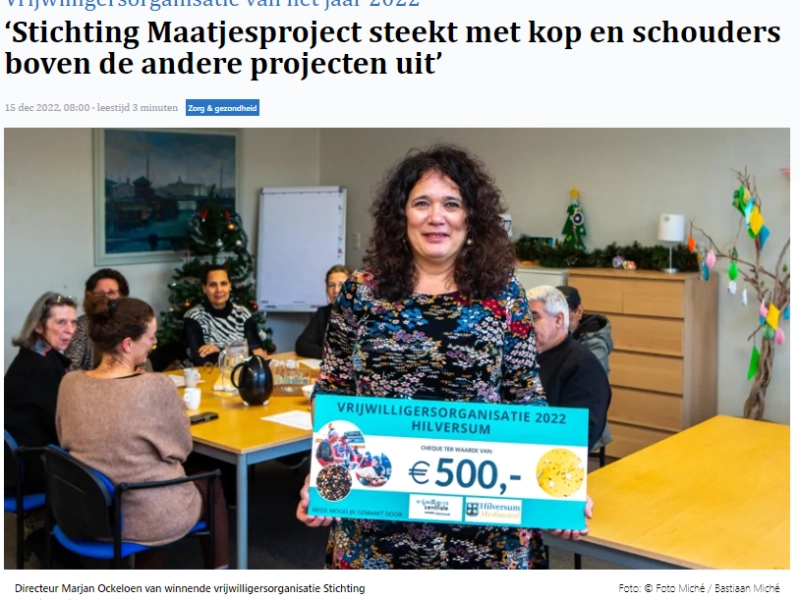 Hilversums Nieuws - ‘Stichting Maatjesproject steekt met kop en schouders boven de andere projecten uit’